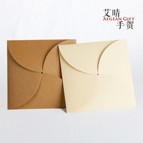 (16 5x16 5cm) square invitation envelope retro Kraft paper can be equipped with silk scarf handkerchief gift
