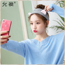 Yun Wei cute cat ears hair band antlers with the same simple sports face wash female headdress Korean hair accessories hair band