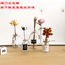 ins Wind transparent glass vase Nordic living room vintage home decorations hipster dried flower arrangement