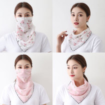 Breathable veil womens summer season Sunscreen Face shade full face Ice Silk mouth and nose mask thin sunscreen ear face towel