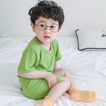 Baby sleepwear Modale short sleeve shorts suit Summer thin Childrens air conditioning clothes male and female ice cold home clothes