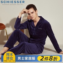 Germany Shuya pajamas mens corduroy mens home clothes towel cloth cotton long-sleeved suit thick E9-18002H