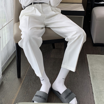 Hualun autumn and winter pants leprosy straight pants trend Korean version casual pants mens straight suit pants white trousers