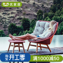 Nordic Outdoor Balcony Casual Rattan Chair Combined Patio Sloth rattan Rattan Chair Rocking Chair Outdoor Terrace Single Sofa