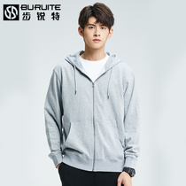 Hooded zipper sports sweater mens autumn and winter casual outdoor running cardigan jacket jacket womens solid color couples