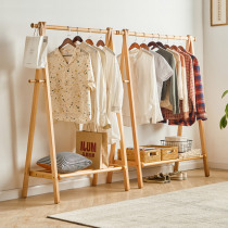Nordic simple coat rack solid wood hanger floor-to-ceiling bedroom hanger simple modern clothes shelf floor hanger
