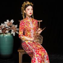 Hand embroidered coat Emperor dragon and phoenix coat dress 2021 new Xiuhe dress bride Chinese wedding dress toast dress wedding wedding dress