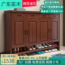 Chinese-style all-solid wood shoe cabinet modern multi-layer large-capacity 234 door shoe cabinet home door locker hall cabinet