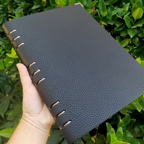 (Leather texture * Black) A5 thickened material exposed ring soft leather surface loose-leaf version B5 removable loose-leaf notebook plan book preparation textbook wrong question this blank 5mm square book financial bookkeeping