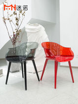 Nordic light luxury creative transparent chair modern simple plastic dining chair coffee designer armrest backrest office chair