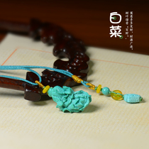 Hengbaoyuan pure natural turquoise necklace raw ore pendant handmade necklace