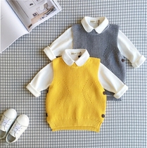 Spring and autumn section 1 boy 2 girls pure cotton thread wool line college knitted waistcoat 4 children 3 baby twist campers shoulder