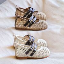 2021 summer new girl mesh shoes 1-3 years old 2 baby hollow breathable Korean princess shoes half sandals summer