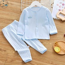 Baby air-conditioned clothing set thin long sleeve summer split cardigan bamboo fiber male and female newborn baby summer pajamas