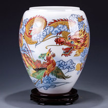 Dragon and Feng Chengxiang High School Art and Art Division Hunan Province Ceramic Art Master Xiong Yulan hand-painted vase swing piece