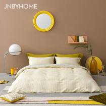 JNBYHOME Jiangnan commoner spring and summer linen four-piece set soft and comfortable breathable pinstripe lavender purple milky yellow