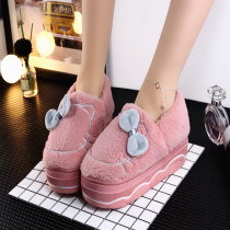 Home slippers winter thick bottom bag with cotton slippers female home warm cotton shoes winter thick cotton drag letter Moon shoes