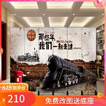 Screen partition wall Living Room restaurant bar European and American antique industrial style fir cloth folding mobile cover