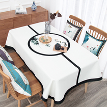 Chinese Lotus table tablecloth cotton linen waterproof and anti-hot rectangular round table cover square tablecloth Chinese style can be customized