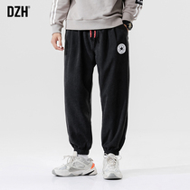 DZH boys pants ins Hong Kong style sports pants loose toe mens nine casual pants mens summer new mens pants