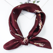 Spring and summer new 53CM silk small square towel elegant wine red silk small collar scarf silk scarf decorative fashion scarf women