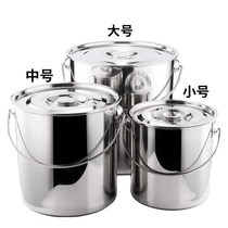 Portable stainless steel bucket with cap oil bucket storage bucket rice bucket hotel kindergarten restaurant portable multi-purpose stainless steel