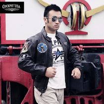 American native Cockpit flight jacket V-59 leather clothing male locomotive old quality mountain sheepskin jacket
