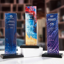 Crystal trophy creative custom custom color printing glass lettering excellent staff high-grade crystal Medal authorized production