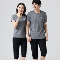 2022 Summer New Ice Silk Lovers Sports Suit Men And Women Speed Dry Short Sleeve Round Collar Casual Clothes Custom LOGO