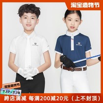 Childrens equestrian obstacle race T-shirt Mens and womens childrens equestrian short-sleeved POLO shirt Knight clothing childrens riding clothing