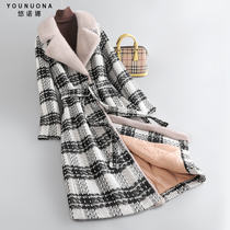 2022 new fur goose down velvet clothing female long mink collar coarse flower wool coat zero cashmere coat