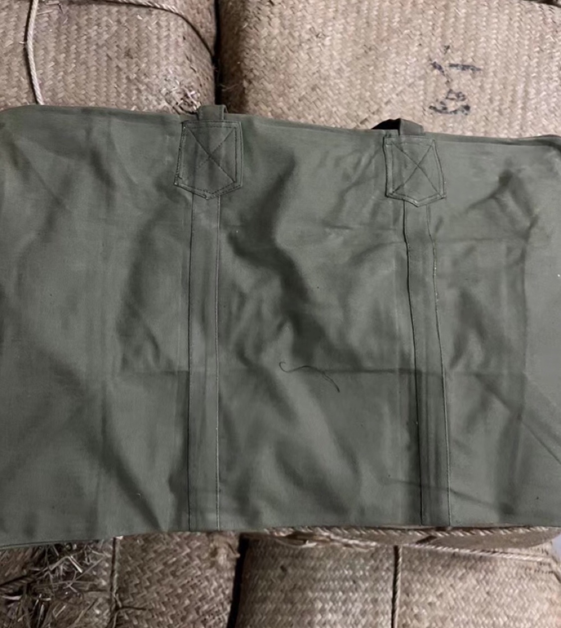 Retired inventory New distribution pure cotton fine canvas overseason bag 80s Green canvas big-lift bag-Taobao
