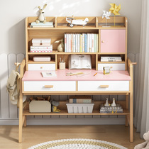 Wooden desk with bookshelf combination simple home primary and secondary school students writing desk childrens learning desk bedroom computer desk