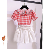 Childrens set summer 2021 new girls Net red ocean tide childrens clothing baby Summer short sleeve thin two-piece set