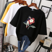 Large size womens summer clothes 2021 New Net red short sleeve T-shirt female loose fat sister belly coat base shirt