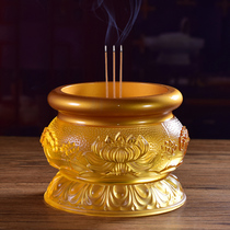 There is a Buddha utensils Glass lotus incense burner for Buddhists to insert incense in front of the Buddha incense incense burner indoor retro 