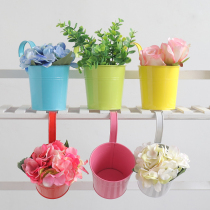 Field Garden Wind Candy color Tin barrel Balcony Hanging Bucket Dry Flower Barrel Small Iron Barrel Hanging Bucket Pink home Containing Barrel Flower Pots