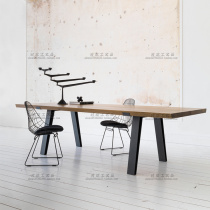 Nordic dining table Industrial style wrought iron solid wood office desk loft computer desk desk long coffee table Designer furniture