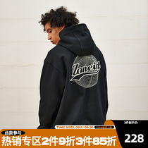 ZONEiD2022 autumn and winter new products 410G heavy sports hooded sweater mens trend basketball printing pullover top