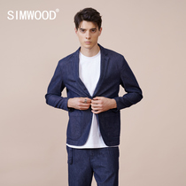 Simwood Jianmu mens autumn new European and American simple two-button casual denim mens small blazer