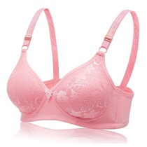 Large size middle-aged women small chest middle-aged thin underwear mom bra gathered summer large size non-rimmed bra
