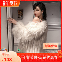 Haining 2021 autumn and winter New raccoon hair sequin woven fur coat women fashion young Pearl fur coat