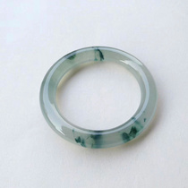 Colorful Floating Flower Jade Bracelet Round Bar Wide Version Ice Kind Round Bar Jade Bracelet Size Yunnan Jade Bracelet