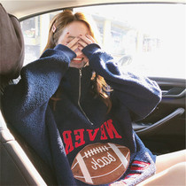 Sandro Moscoloni Lamb Fleece Sweatshirt Womens Loose Lazy Korean Style All-match Padded Top Coat Winter