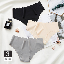Underpants female ice wire Sexy low waist ultra-thin No marks Pure Cotton Lady Breathable Wave Side Triangle Pants Head Tide