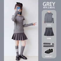 TB pleated skirt Autumn New ins Wind high waist college style suit material A- line dress skirt short skirt pants girls 2021