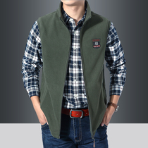 2020 autumn and winter mens waistcoat velvet warm waistcoat stand-up collar vest outdoor fleece thick sleeveless sweater jacket