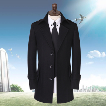 Mens long Korean woolen coat autumn and winter New single-breasted slim windbreaker British style suit jacket