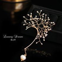 Strange on the natural freshwater pearl ear hanging female earless ear hole Super fairy ear decoration fashion atmosphere around the ear drop