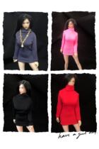 Spot 1 12 female soldiers plain body long sleeve high neck stretch dress bottoming shirt 1:12 plastic plain body can be worn